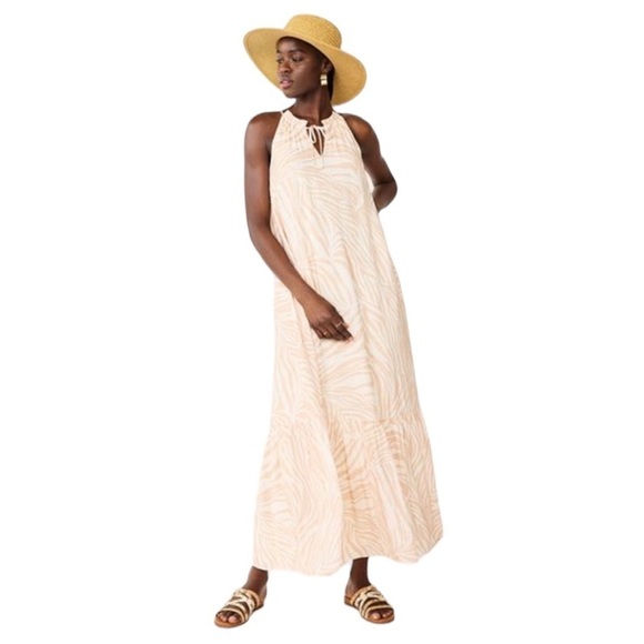 Nine West Dresses & Skirts - 🌺NINE WEST Tiered Peasant Maxi Dress in Ivory / Gold Zebra Stripe Size 2X  NWT🌺